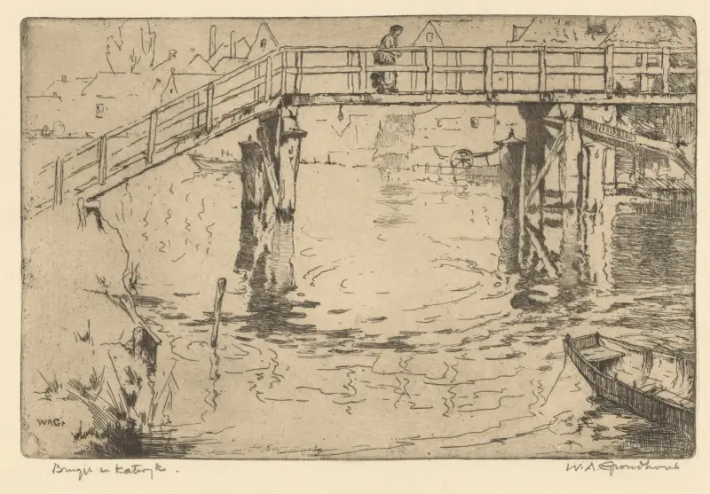 Brücke in Katwijk von Willem Adrianus Grondhout