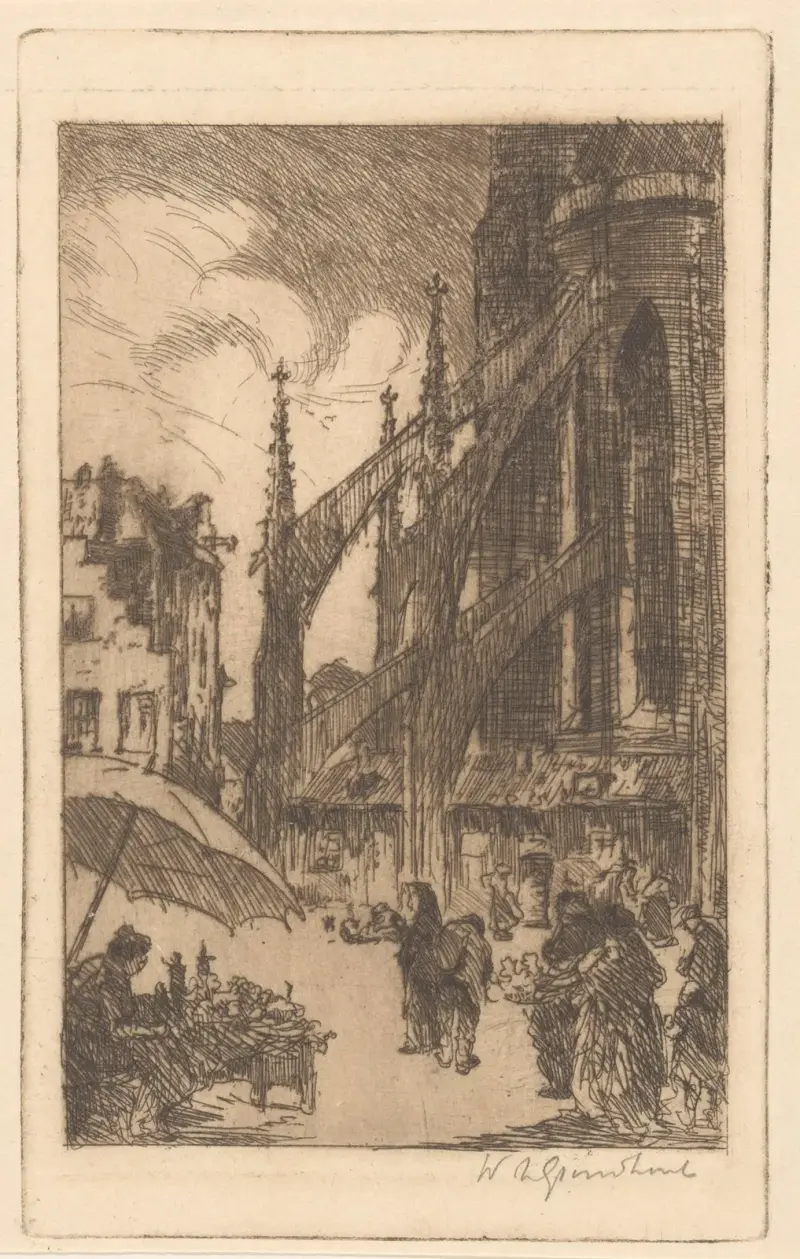 Marknad i en belgisk by av Willem Adrianus Grondhout