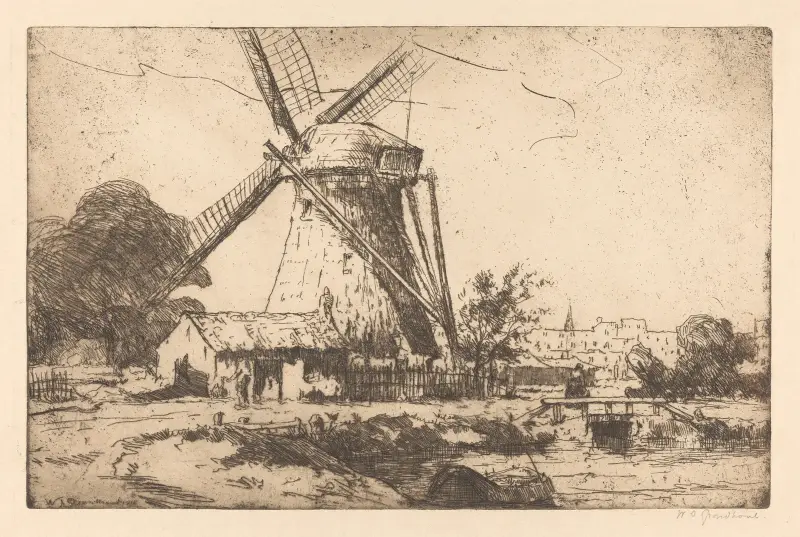 Molen bij Den Haag av Willem Adrianus Grondhout