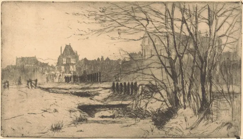 Sloot in de Binckhorst in Den Haag av Willem Adrianus Grondhout