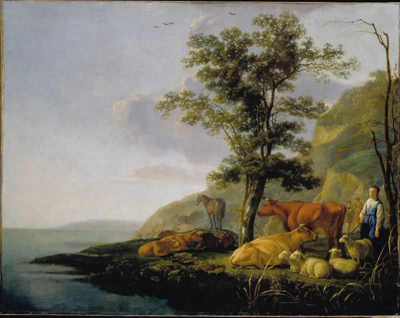 Boskap vid en flod av Aelbert Cuyp
