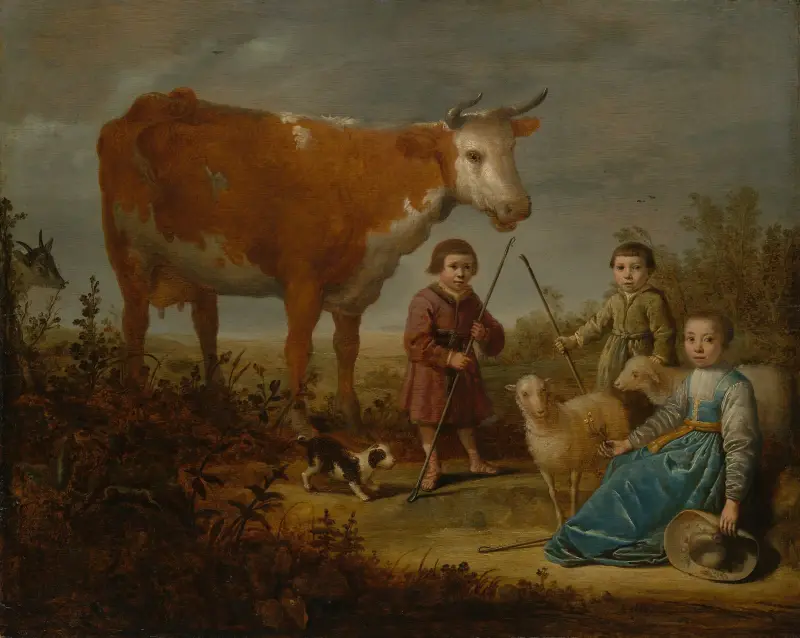 Barn och en ko av Aelbert Cuyp