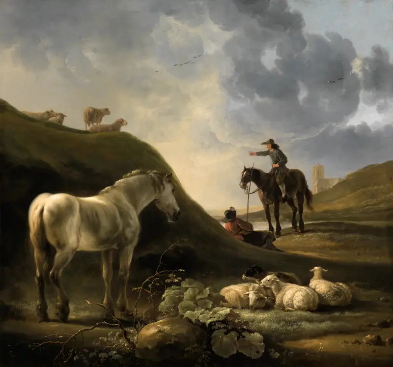 Dünenlandschaft mit Grauschimmel von Aelbert Cuyp