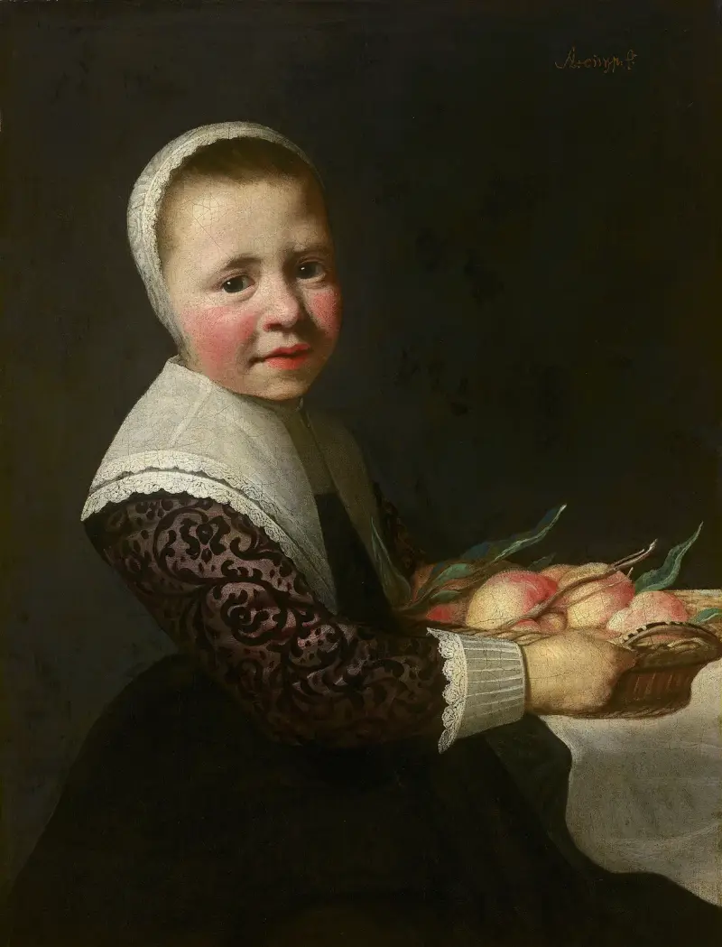 Porträtt av en flicka med persikor av Aelbert Cuyp