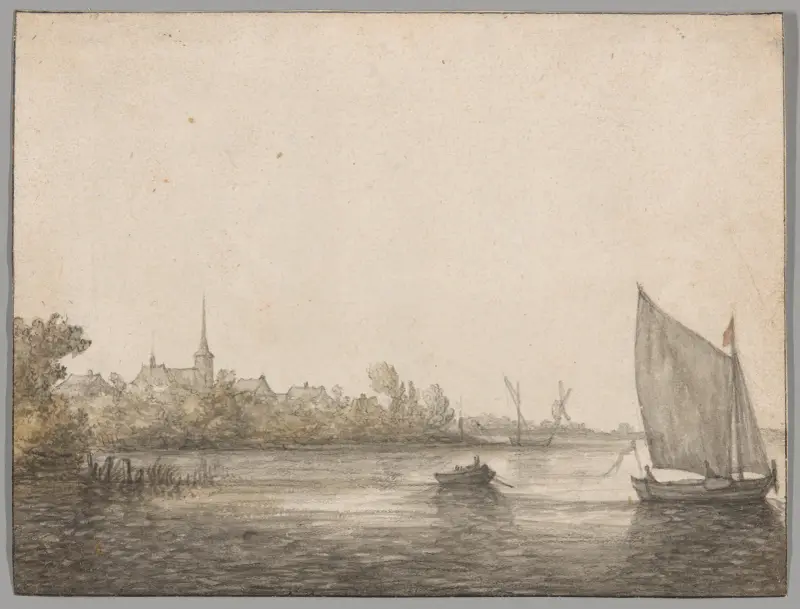 Vy över IJsselmonde sedd över Nya Maas av Aelbert Cuyp