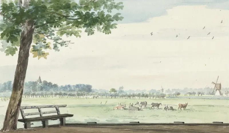 The Hamlet, De Lindt, in the Zwijndrechtse Waard near Meerdervoort av Aert Schouman