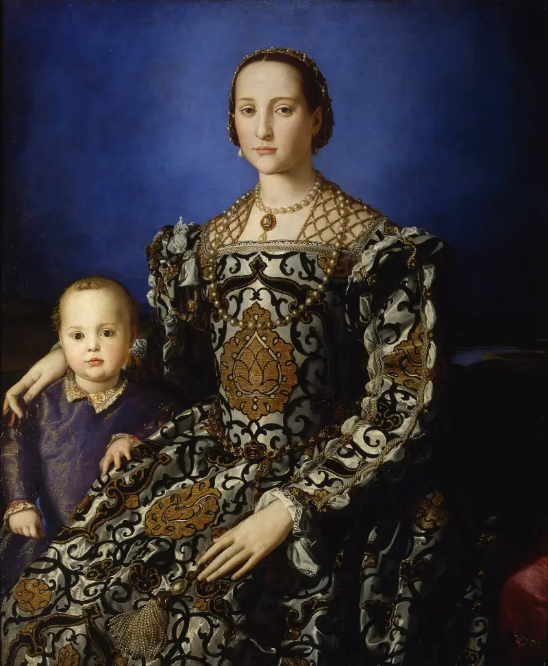 Portrait Of Eleanor Of Toledo With Her Son Giovanni De’ Medici av Agnolo Bronzino