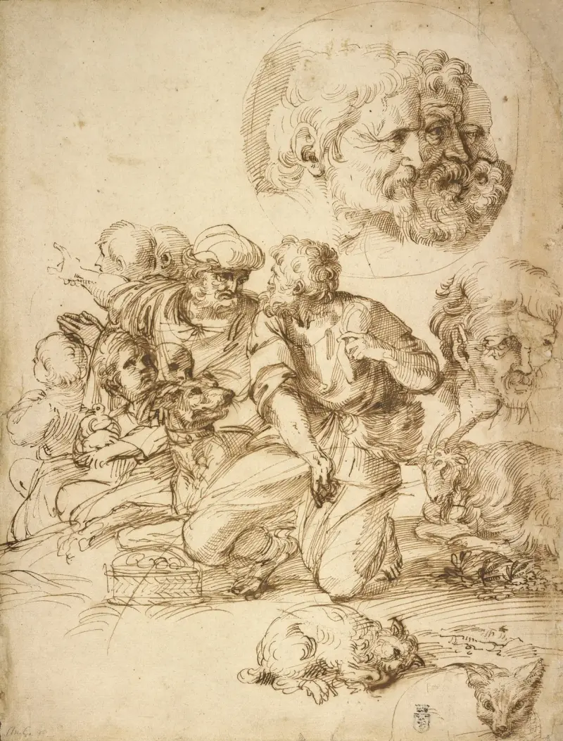 A Group of Shepherds, and Other Studies av Agostino Carracci