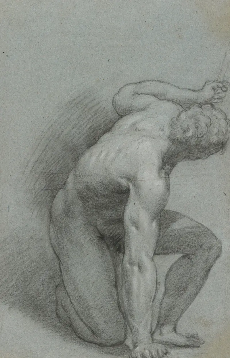 Klečící figura, Agostino Carracci