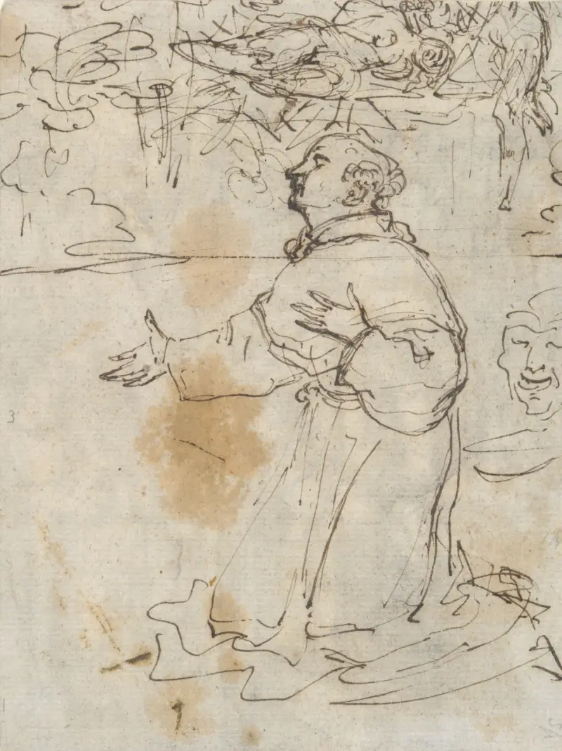 Kneeling Saint and other sketches av Agostino Carracci