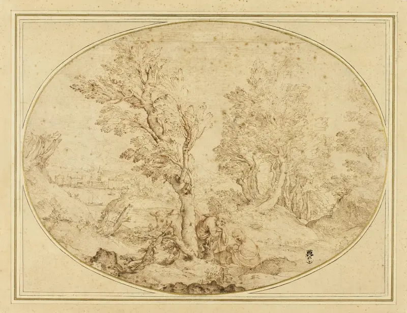 Ruhe auf der Flucht nach Ägypten von Agostino Carracci