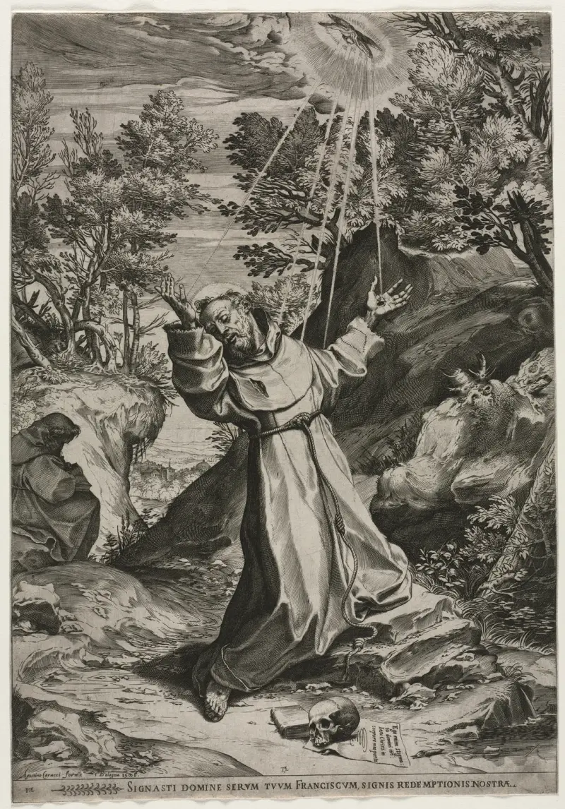 St. Francis Receiving the Stigmata av Agostino Carracci