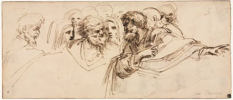 Studie von Köpfen von Agostino Carracci