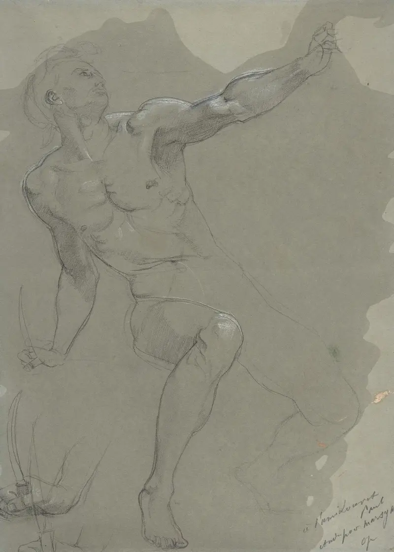 Seated Male Nude av Paul-Jacques-Aimé Baudry