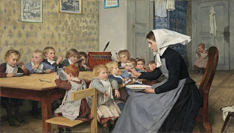 Die Kinderkrippe I von Albert Anker