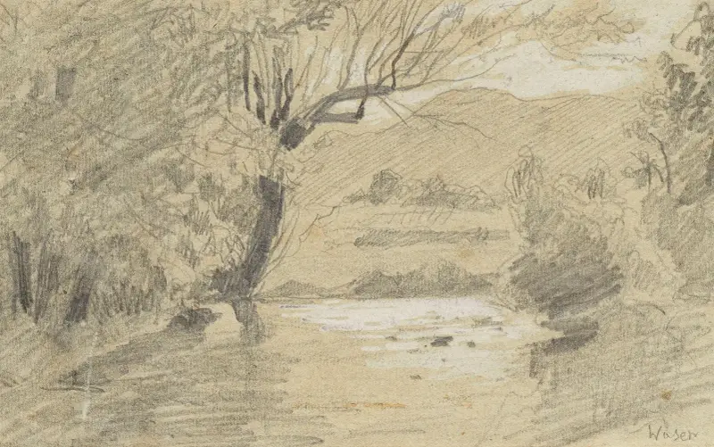 Flodlandskap i Wasen (Emmental) av Albert Anker