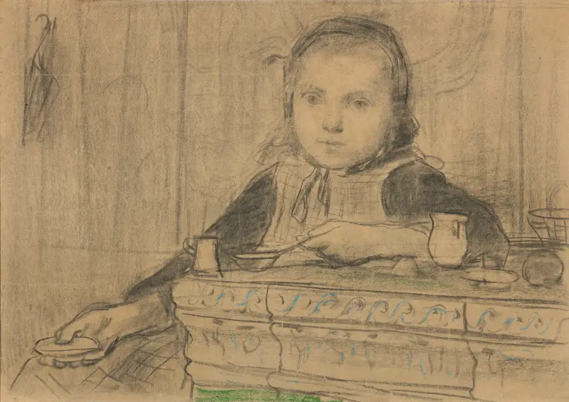 Flicka vid spisen (studie) av Albert Anker