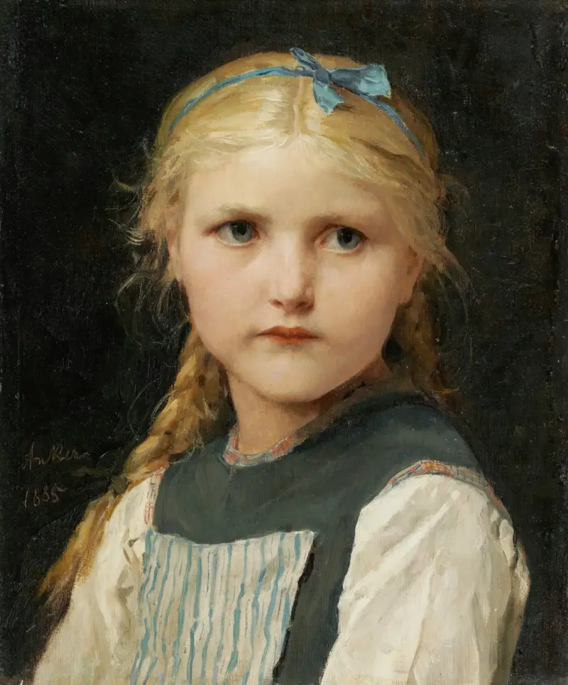 Portrait Of A Girl av Albert Anker