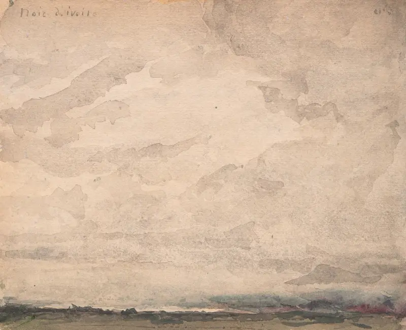 Regnerischer Himmel über einer Seelandschaft von Albert Anker