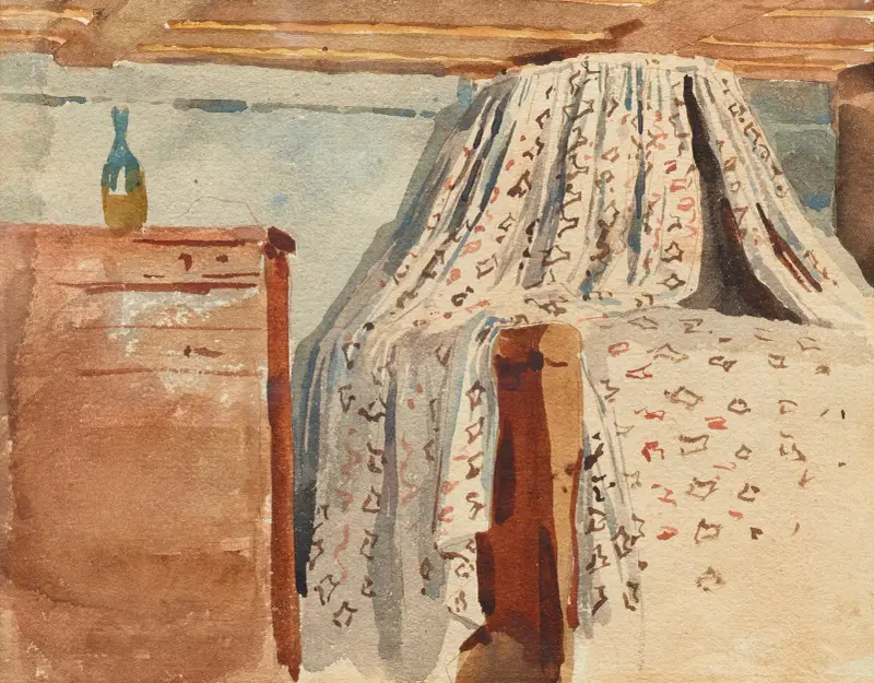 Sovrumsinteriör av Albert Anker