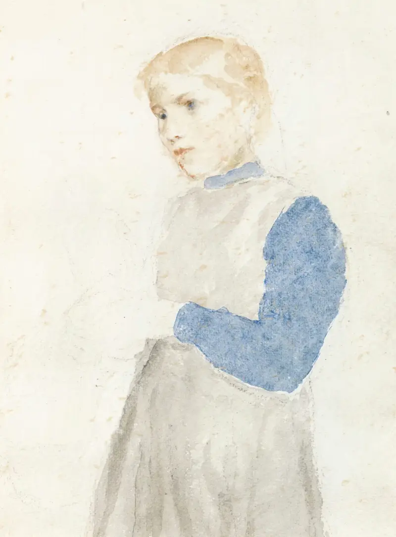 Study Of A Standing Girl av Albert Anker