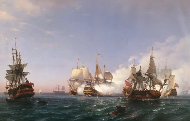 The Öland, Fighting with English Men-of-War in 1704 av Albert Berg