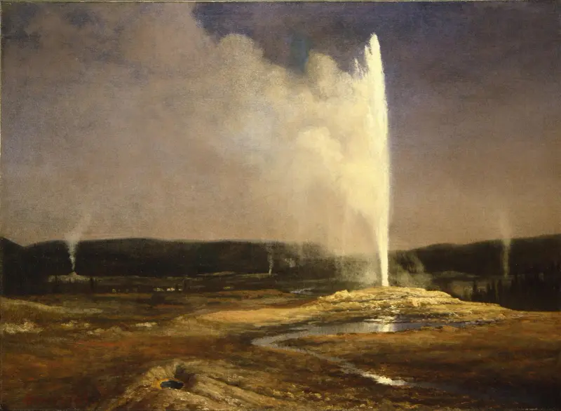 Geysrar i Yellowstone av Albert Bierstadt