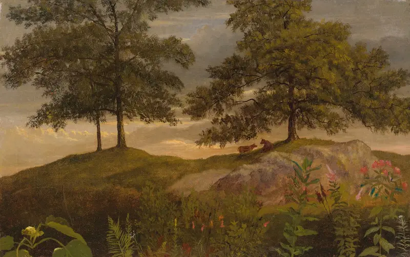 Landskap med kor av Albert Bierstadt