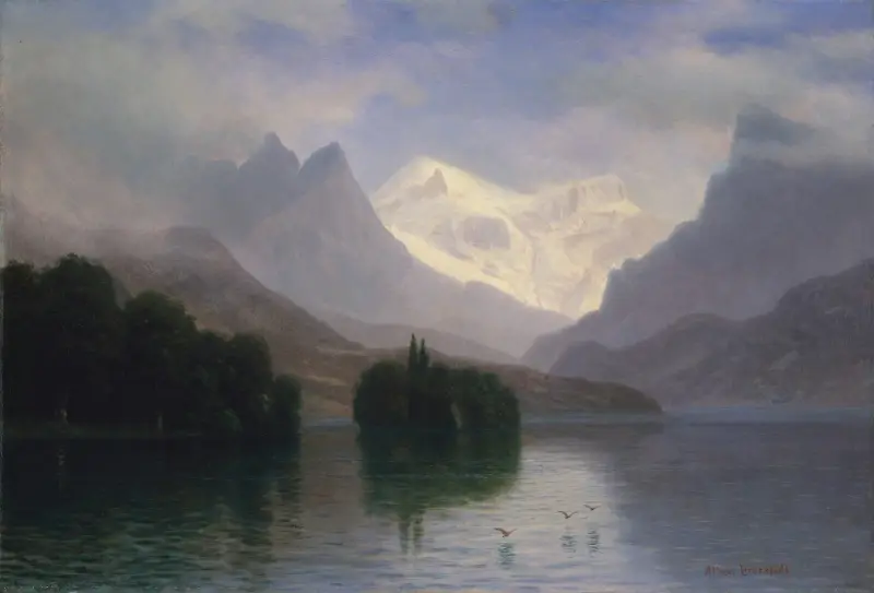 Bergsmotiv av Albert Bierstadt