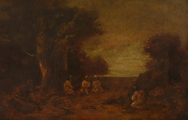 Měsícem osvětlená krajina s indiány, Ralph Albert Blakelock