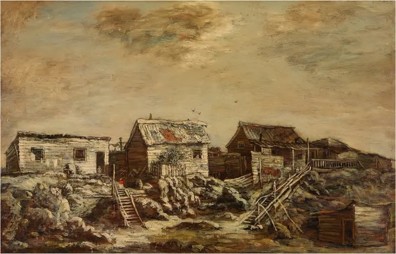 Kåkar, Seventh Avenue och Fifty-Fifth Street av Ralph Albert Blakelock