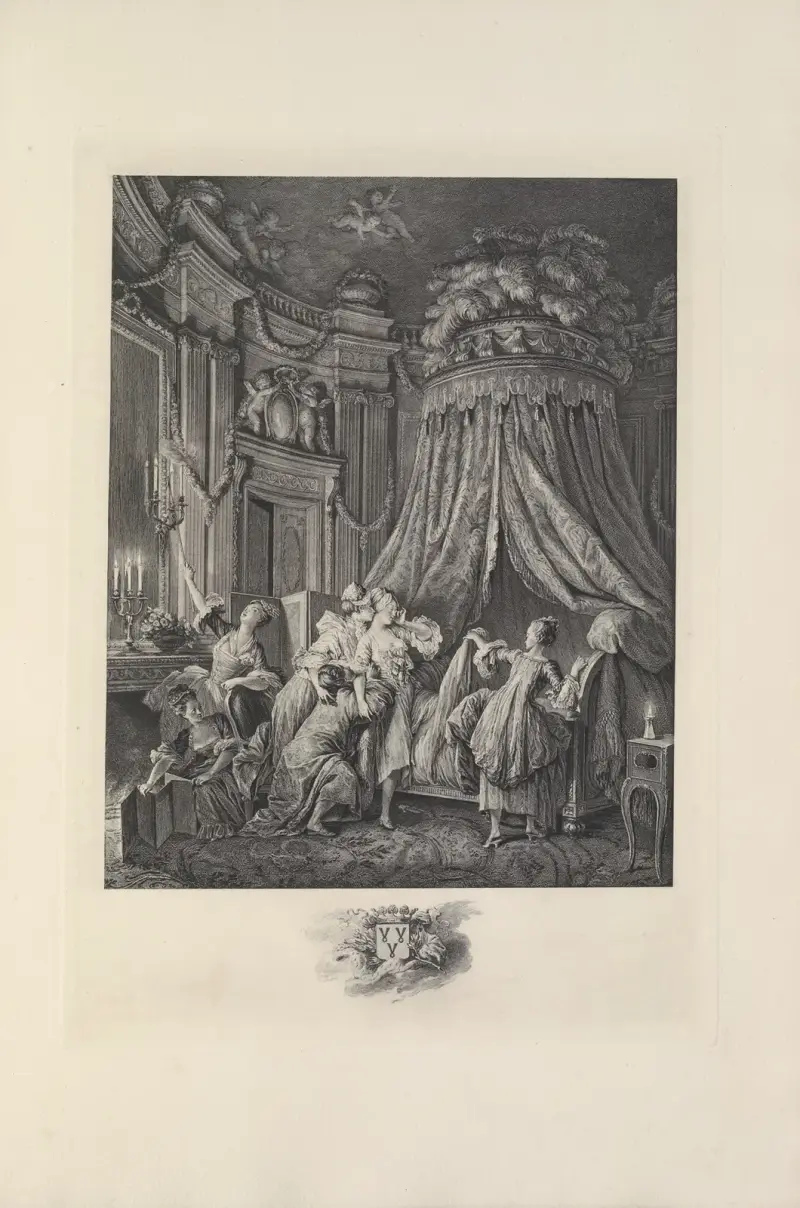 Le Couché de la Mariée (Moreau le Jeune and Simonet after P. A. Baudouin) av Albert Christophle