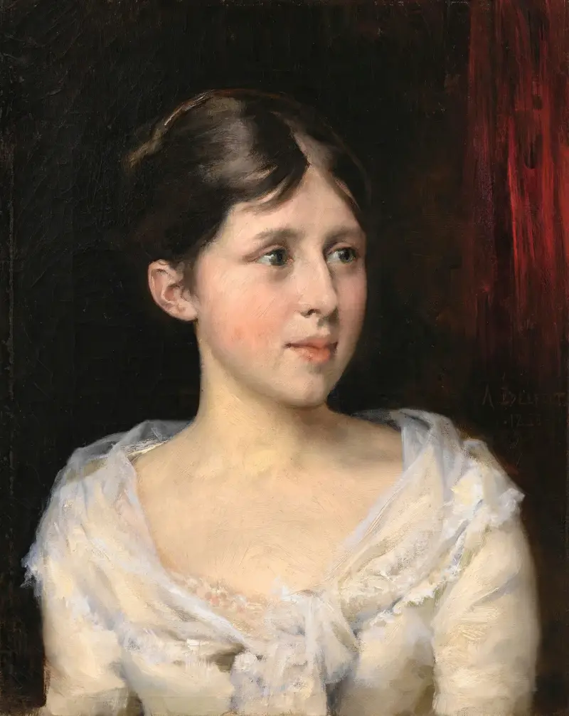 Girl in a white dress av Albert Edelfelt