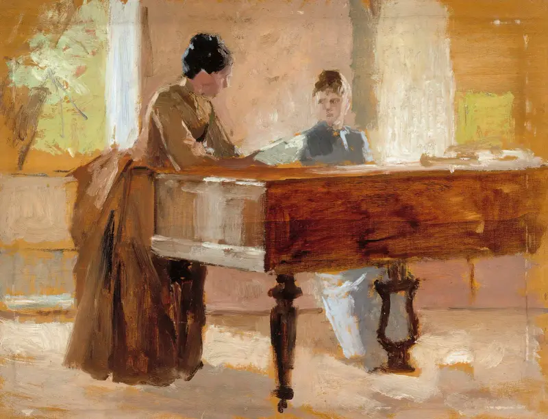 In The Drawing Room At Haikko, Study For An Old Tune av Albert Edelfelt