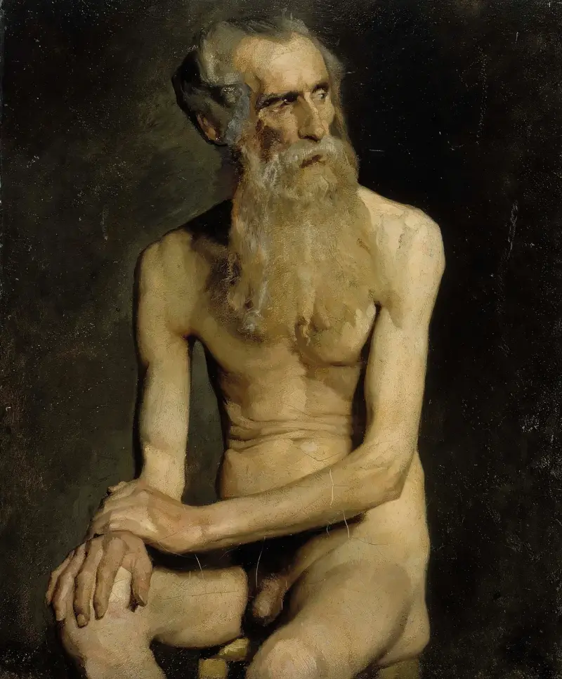 Starý muž sedící, akademická studie, Albert Edelfelt
