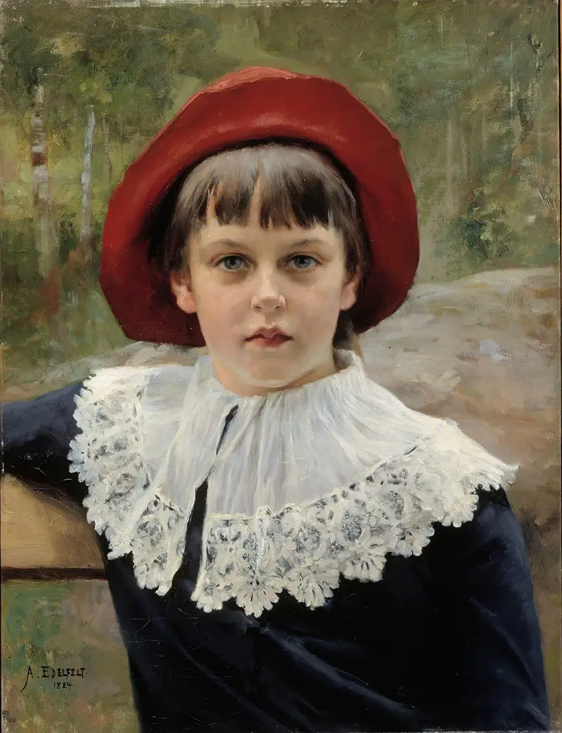 Portrait Of The Artist’s Sister Berta Edelfelt, 1884 av Albert Edelfelt