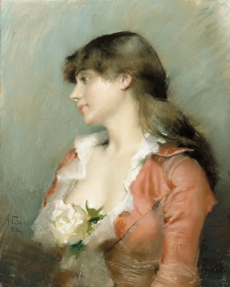 Profile Of A Young Woman av Albert Edelfelt