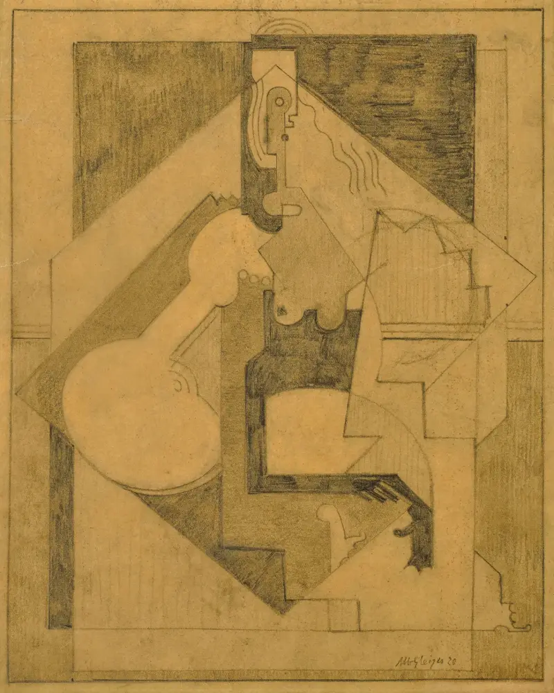 Studie för 'Kvinnan med handsken' eller Komposition av Albert Gleizes