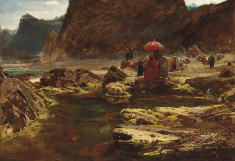 The Sultan and his camp by the enchanted lake av Albert Goodwin