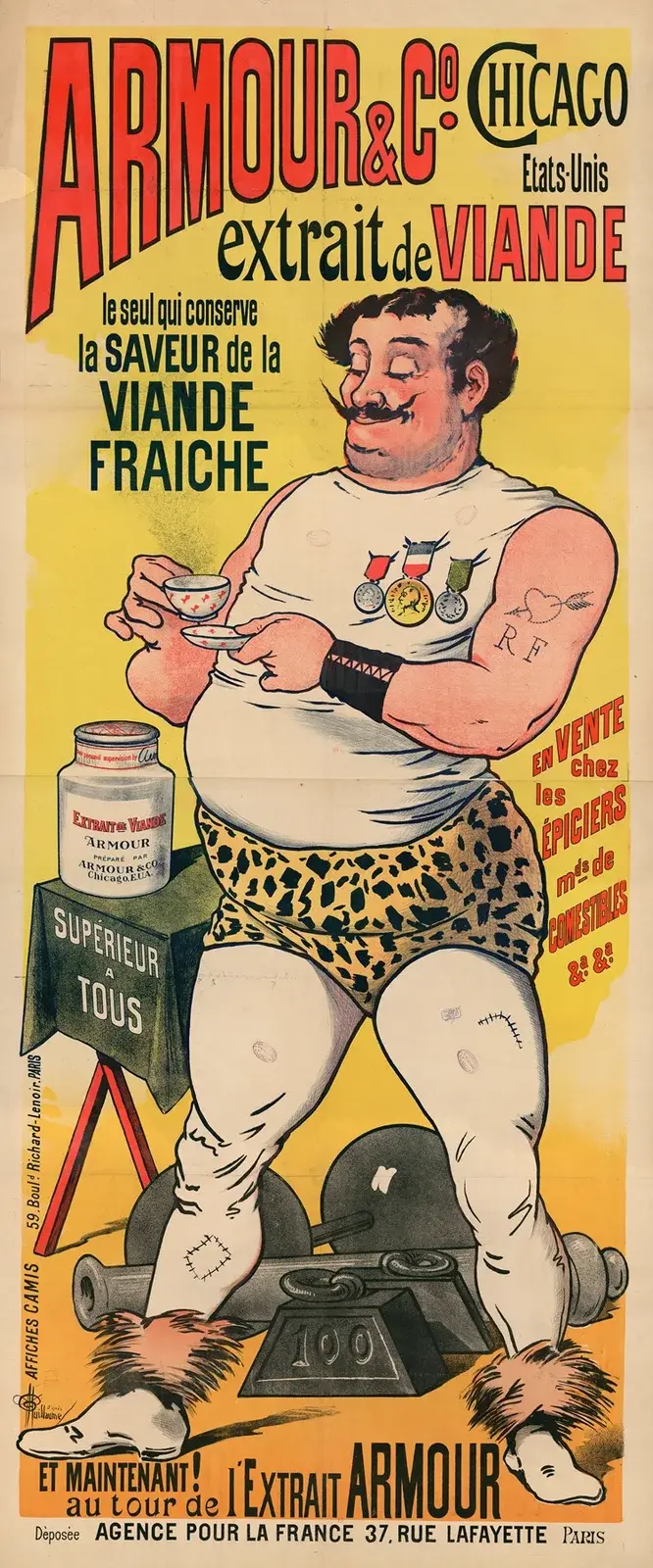 Armour & Cie. Chicago, Etats-Unis. Extrait de viande, le seul qui conserve la saveur de la viande fraîche av Albert Guillaume