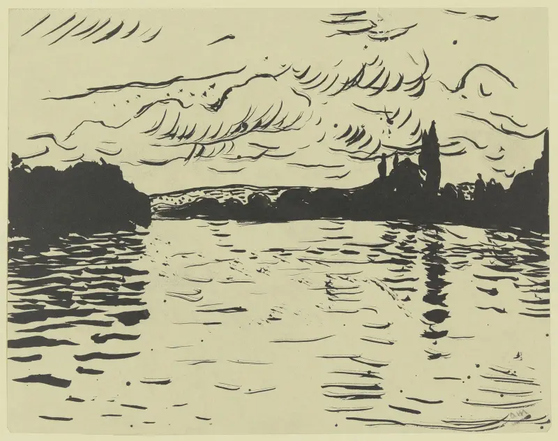 Flod kantad av träd av Albert Marquet