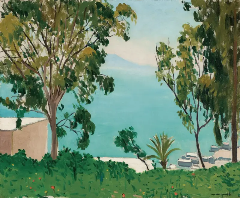 Stranden sedd genom eukalyptus av Albert Marquet