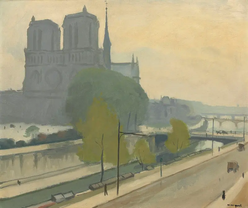 Notre-Dame vue des quais, le soir av Albert Marquet