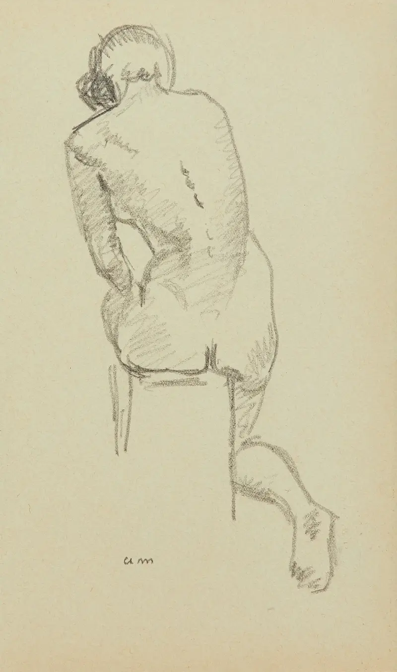 Nu assis de dos av Albert Marquet