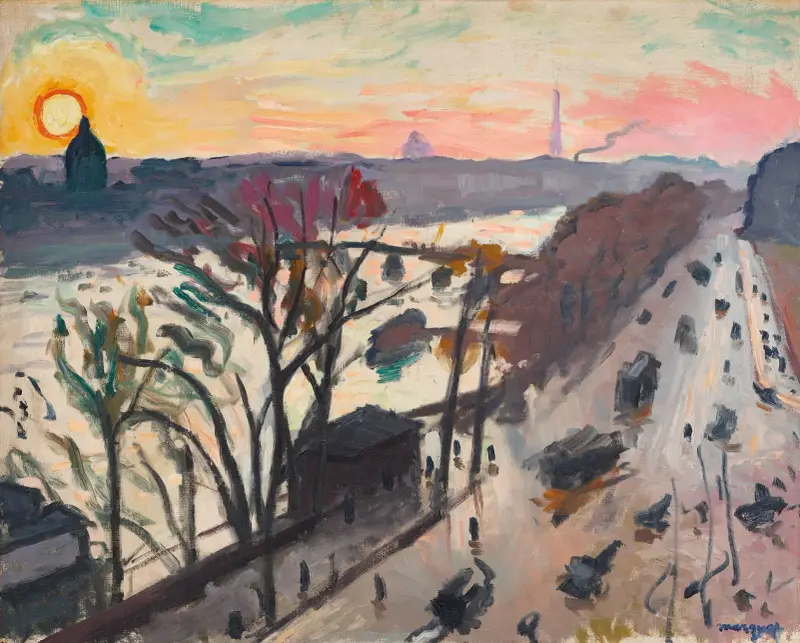 Paris, Quai du Louvre, vintersol av Albert Marquet