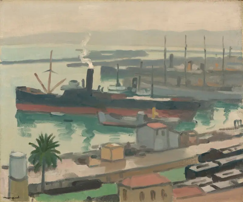 Regn över hamnen av Albert Marquet