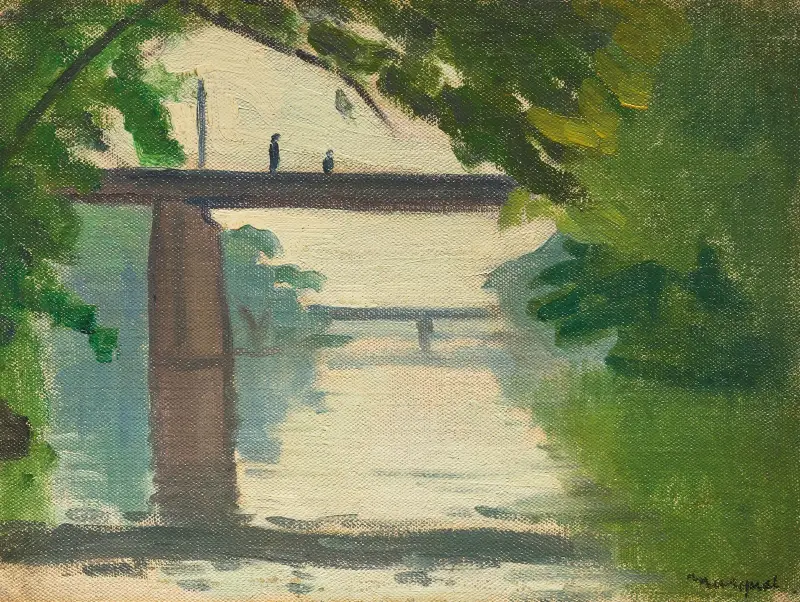 Silhouetten auf einer Brücke über die Marne von Albert Marquet