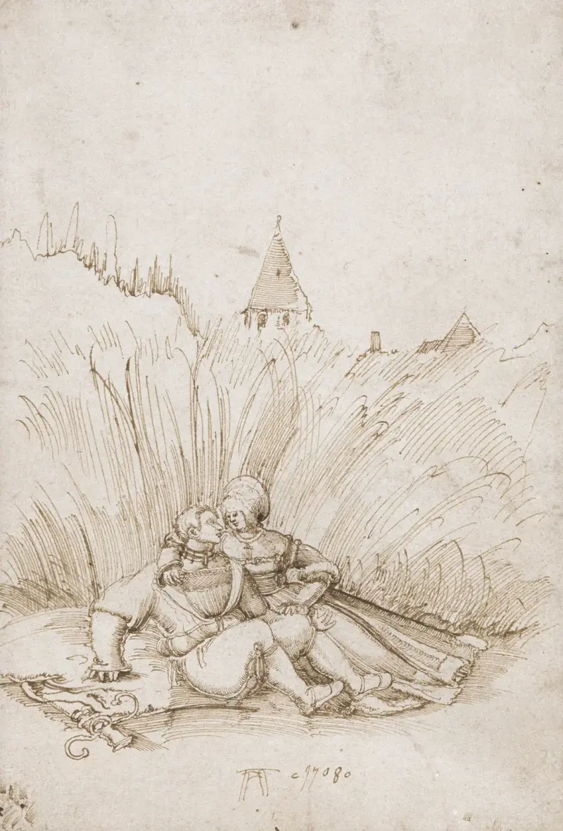 Liebende auf einem Kornfeld von Albrecht Altdorfer