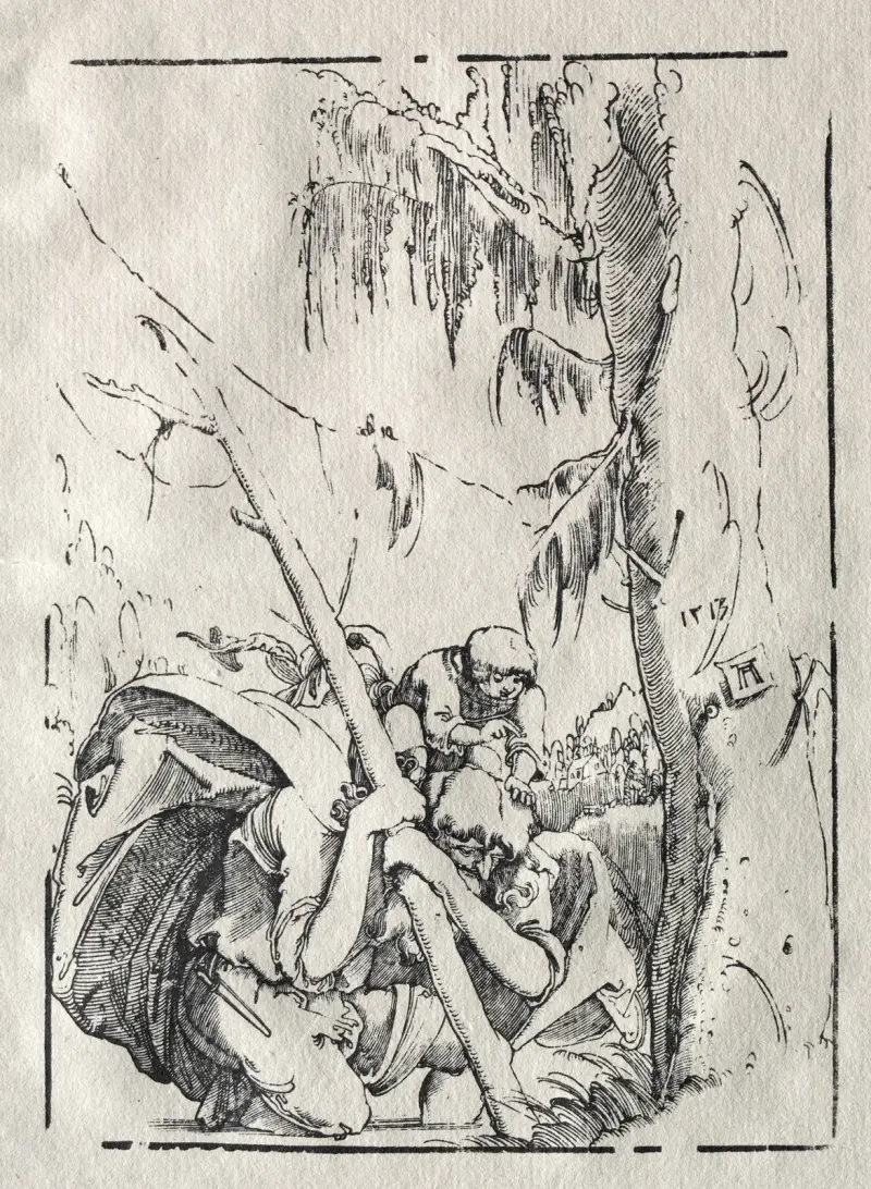 Hl. Christophorus, der das Wasser mit Christus auf den Schultern durchquert von Albrecht Altdorfer