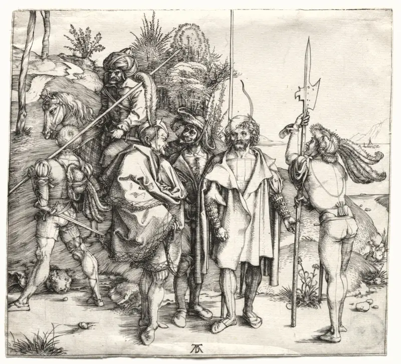 Fünf Soldaten und ein Türke zu Pferd von Albrecht Dürer